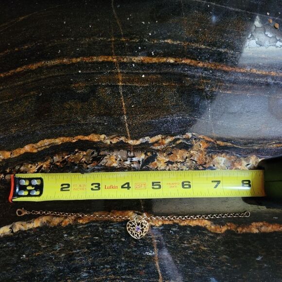 💍Goldtone Bracelet With Heart Charm Pink Stone Vintage - Picture 6 of 6